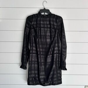 Markus Lupfer Black Textured Long Sleeve Dress